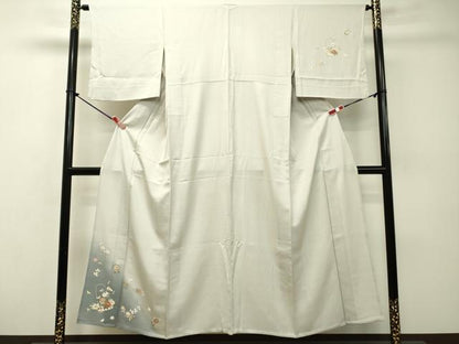 平和屋着物▽訪問着　単衣　駒刺繍　花籠文　暈し染め　金彩　正絹　逸品　DAAP6937jm