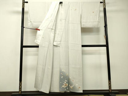 平和屋着物▽訪問着　単衣　駒刺繍　花籠文　暈し染め　金彩　正絹　逸品　DAAP6937jm