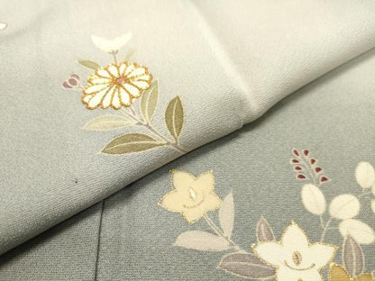 平和屋着物▽訪問着　単衣　駒刺繍　花籠文　暈し染め　金彩　正絹　逸品　DAAP6937jm