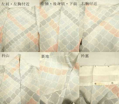 平和屋着物▽本塩沢　単衣　変わり格子　正絹　逸品　DAAP7380du