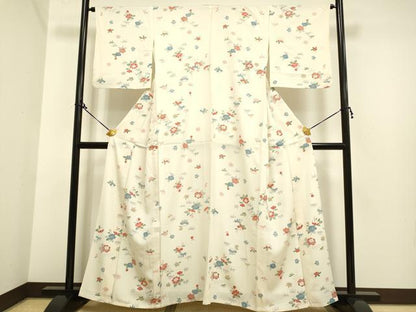 平和屋着物▽上質な小紋 単衣 草花文 正絹 逸品 DAAP7383du