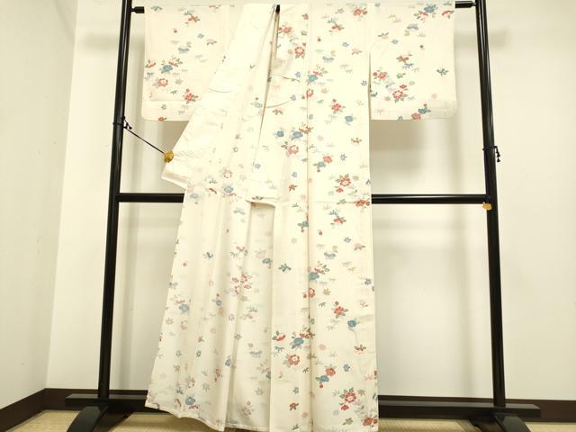 平和屋着物▽上質な小紋 単衣 草花文 正絹 逸品 DAAP7383du