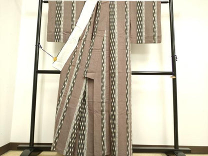 平和屋着物▽上質な紬 単衣 矢羽間道 正絹 逸品DAAP7384du