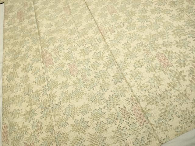 平和屋着物▽上質な紬 単衣 矢羽舞花文 正絹 逸品 DAAP7387du