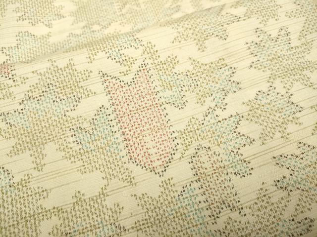 平和屋着物▽上質な紬 単衣 矢羽舞花文 正絹 逸品 DAAP7387du