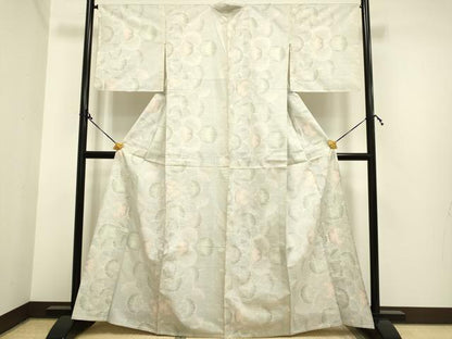 平和屋着物▽本場大島紬　白大島　単衣　9マルキ　雪輪重ね　正絹　逸品　DAAP7388du