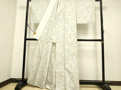 平和屋着物▽本場大島紬　白大島　単衣　9マルキ　雪輪重ね　正絹　逸品　DAAP7388du