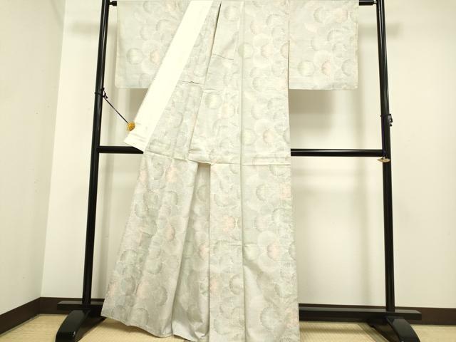 平和屋着物▽本場大島紬　白大島　単衣　9マルキ　雪輪重ね　正絹　逸品　DAAP7388du