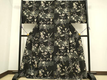 平和屋着物▽小紋 単衣 洋花文 やまと誂製 洗える着物 DAAP7389du