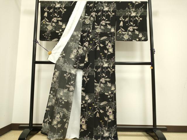 平和屋着物▽小紋 単衣 洋花文 やまと誂製 洗える着物 DAAP7389du
