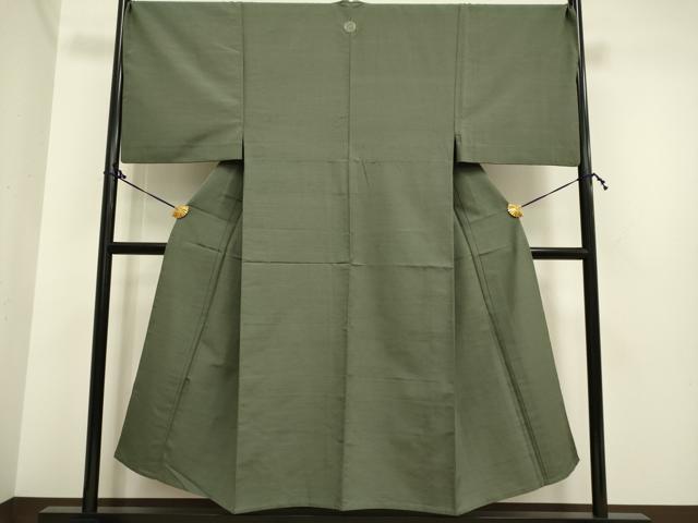 平和屋着物▽男性 紬 単衣 暗い麹塵色 正絹 逸品 DAAP7390du