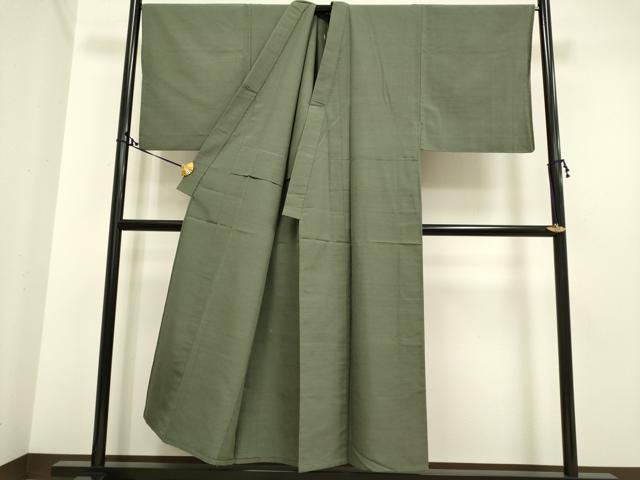 平和屋着物▽男性 紬 単衣 暗い麹塵色 正絹 逸品 DAAP7390du