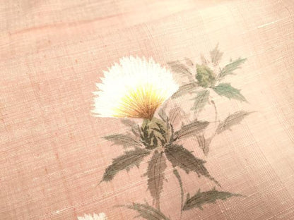 平和屋着物▽訪問着 単衣 紬地 手描き 紅花 正絹 逸品 DAAP7392du