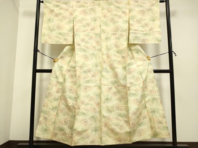 平和屋着物▽上質な紬 単衣 樹林文 正絹 逸品 DAAP7403du