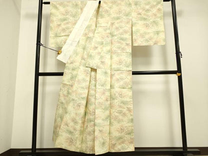 平和屋着物▽上質な紬 単衣 樹林文 正絹 逸品 DAAP7403du