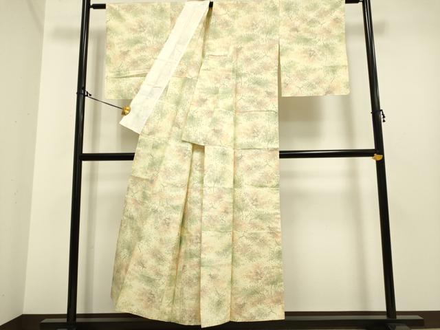 平和屋着物▽上質な紬 単衣 樹林文 正絹 逸品 DAAP7403du