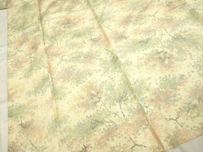 平和屋着物▽上質な紬 単衣 樹林文 正絹 逸品 DAAP7403du