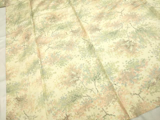 平和屋着物▽上質な紬 単衣 樹林文 正絹 逸品 DAAP7403du