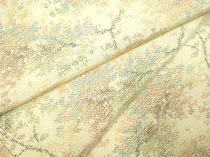 平和屋着物▽上質な紬 単衣 樹林文 正絹 逸品 DAAP7403du