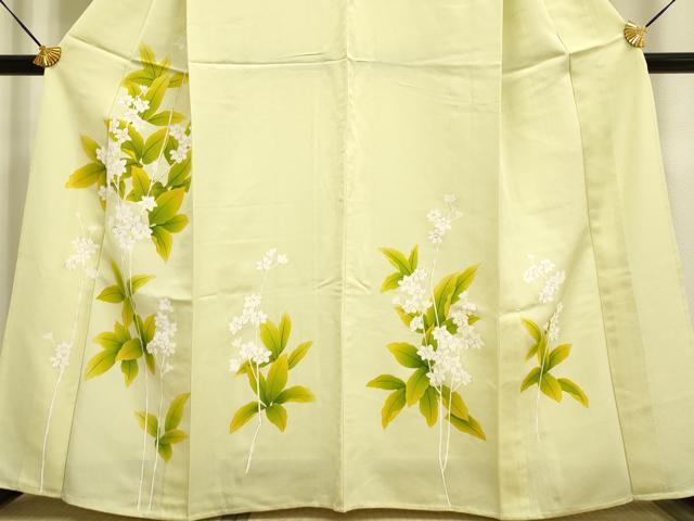 平和屋着物▽訪問着 単衣 手描き 枝花文 正絹 逸品 DAAP7410du