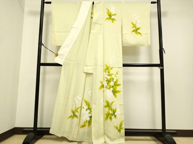 平和屋着物▽訪問着 単衣 手描き 枝花文 正絹 逸品 DAAP7410du