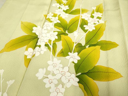 平和屋着物▽訪問着 単衣 手描き 枝花文 正絹 逸品 DAAP7410du