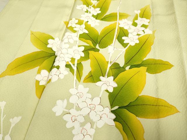 平和屋着物▽訪問着 単衣 手描き 枝花文 正絹 逸品 DAAP7410du