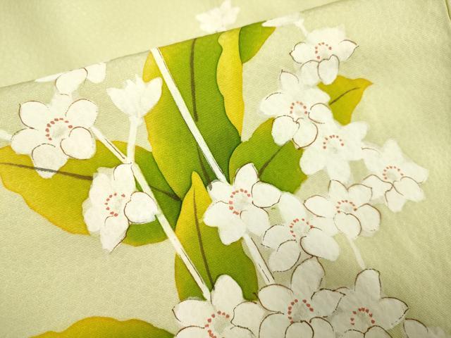平和屋着物▽訪問着 単衣 手描き 枝花文 正絹 逸品 DAAP7410du