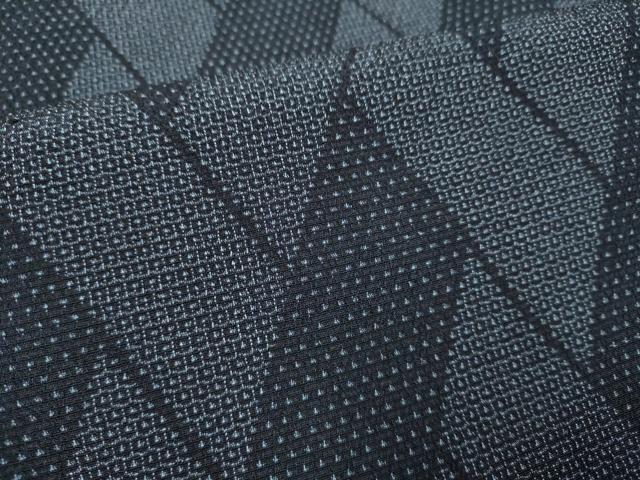 平和屋着物▽本塩沢　単衣　110亀甲　幾何学文様　正絹　逸品　DAAP7413du