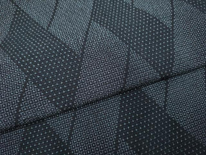 平和屋着物▽本塩沢　単衣　110亀甲　幾何学文様　正絹　逸品　DAAP7413du