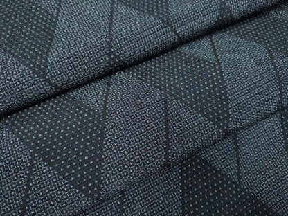 平和屋着物▽本塩沢　単衣　110亀甲　幾何学文様　正絹　逸品　DAAP7413du
