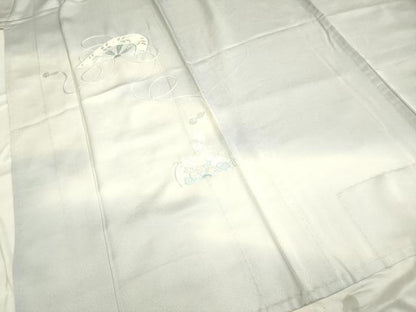 平和屋着物▽訪問着 単衣 刺繍 片輪車花文 暈し染め 正絹 逸品 DAAP7414du