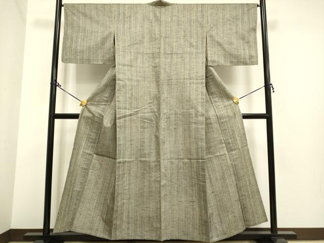 平和屋着物▽上質な紬 単衣 縞 正絹 逸品 DAAP7415du