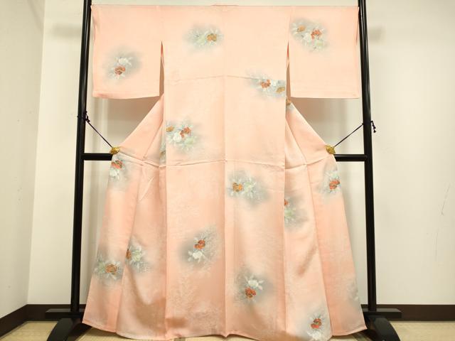 平和屋着物▽上質な小紋 単衣 草花文 暈し染め 正絹 逸品 DAAP7416du