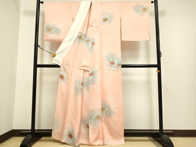 平和屋着物▽上質な小紋 単衣 草花文 暈し染め 正絹 逸品 DAAP7416du