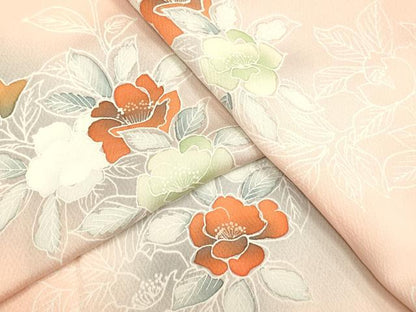 平和屋着物▽上質な小紋 単衣 草花文 暈し染め 正絹 逸品 DAAP7416du