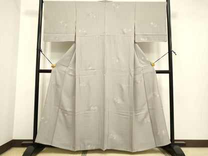平和屋着物▽上質な小紋 単衣 松葉文 銀彩 正絹 逸品 DAAP7421du