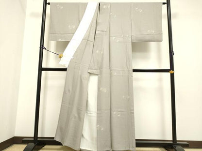 平和屋着物▽上質な小紋 単衣 松葉文 銀彩 正絹 逸品 DAAP7421du