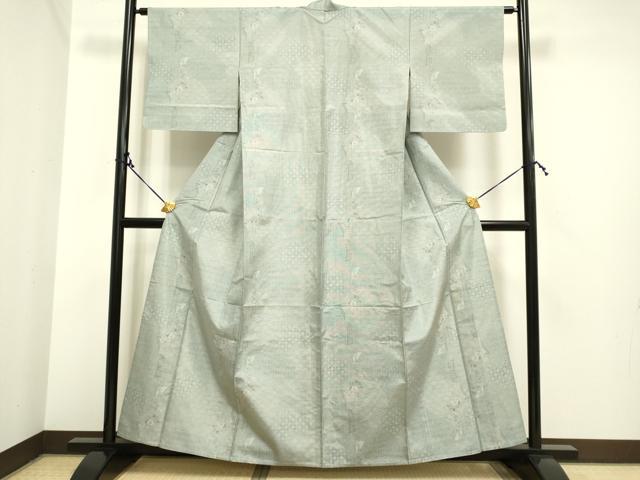 平和屋着物▽本場大島紬 単衣 9マルキ 切嵌吉祥花文 正絹 逸品 DAAP7422du