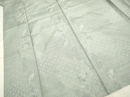 平和屋着物▽本場大島紬 単衣 9マルキ 切嵌吉祥花文 正絹 逸品 DAAP7422du