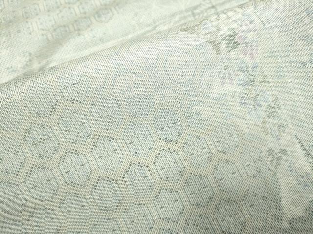 平和屋着物▽本場大島紬 単衣 9マルキ 切嵌吉祥花文 正絹 逸品 DAAP7422du