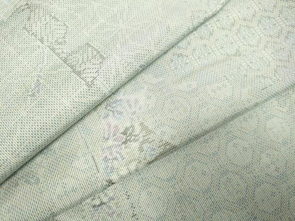平和屋着物▽本場大島紬 単衣 9マルキ 切嵌吉祥花文 正絹 逸品 DAAP7422du