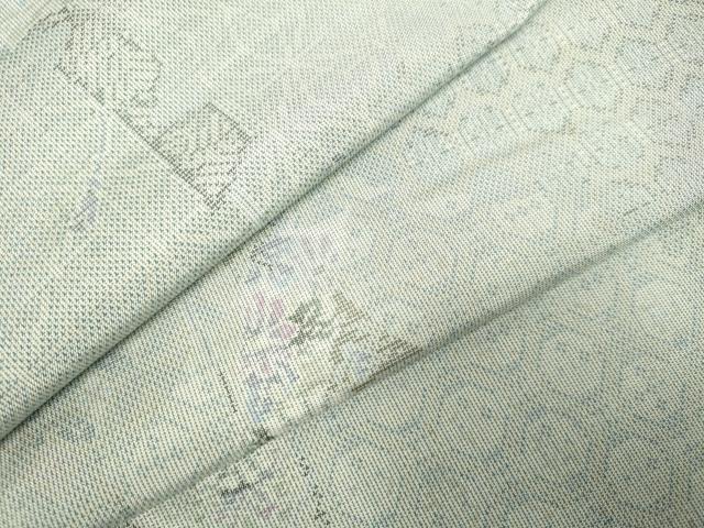 平和屋着物▽本場大島紬 単衣 9マルキ 切嵌吉祥花文 正絹 逸品 DAAP7422du