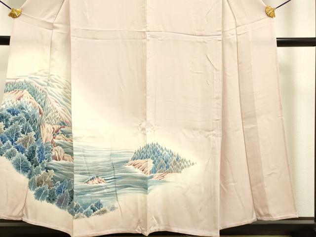 平和屋着物▽訪問着 単衣 手描き 風景文 暈し染め 正絹 逸品 DAAP7423du