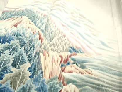 平和屋着物▽訪問着 単衣 手描き 風景文 暈し染め 正絹 逸品 DAAP7423du