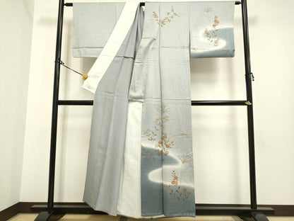 平和屋着物▽訪問着 単衣 草花文 暈し染め 正絹 逸品 DAAP7424du