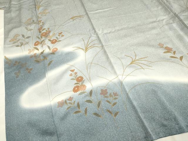 平和屋着物▽訪問着 単衣 草花文 暈し染め 正絹 逸品 DAAP7424du