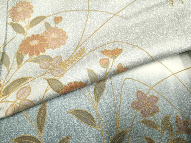平和屋着物▽訪問着 単衣 草花文 暈し染め 正絹 逸品 DAAP7424du