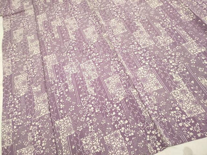平和屋着物▽上質な小紋 単衣 型染 草花文 鬼しぼ縮緬 正絹 逸品 DAAP7425du