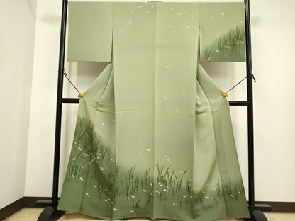 平和屋着物▽訪問着 単衣 舞桜文 暈し染め 金彩 正絹 逸品 DAAP7427du